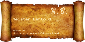 Meister Bertold névjegykártya